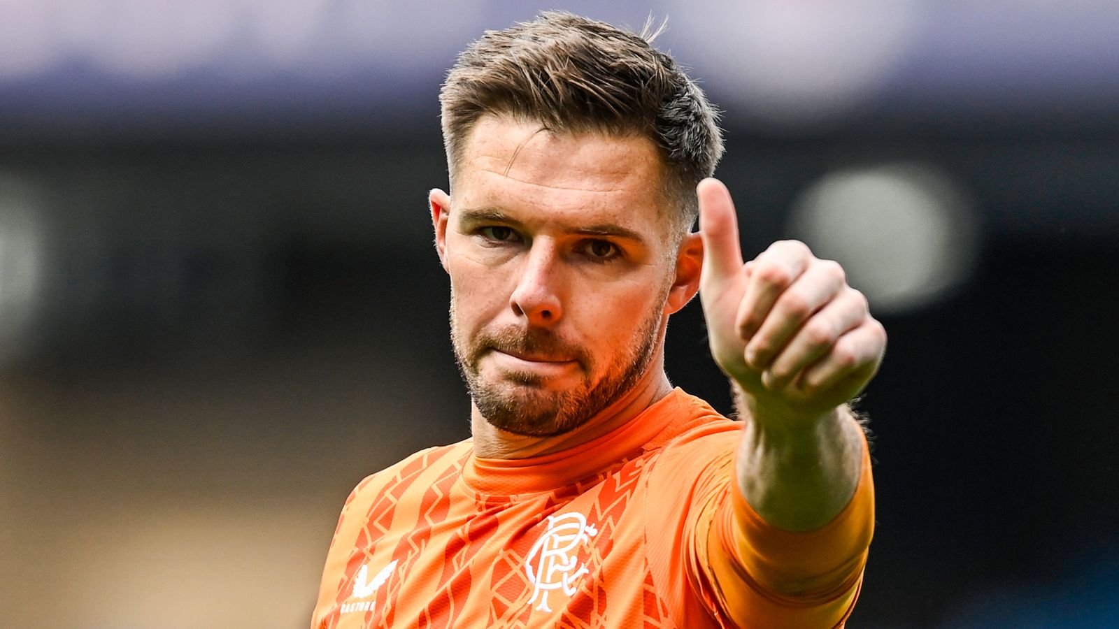 GLASGOW, SCOTLAND - SEPTEMBER 29: Rangers' Jack Butland at full time during a William Hill Scottish Premiership match between Rangers and Hibernian at Ibrox Stadium, on September 29, 2024, in Glasgow, Scotland. (Photo by Rob Casey / SNS Group)