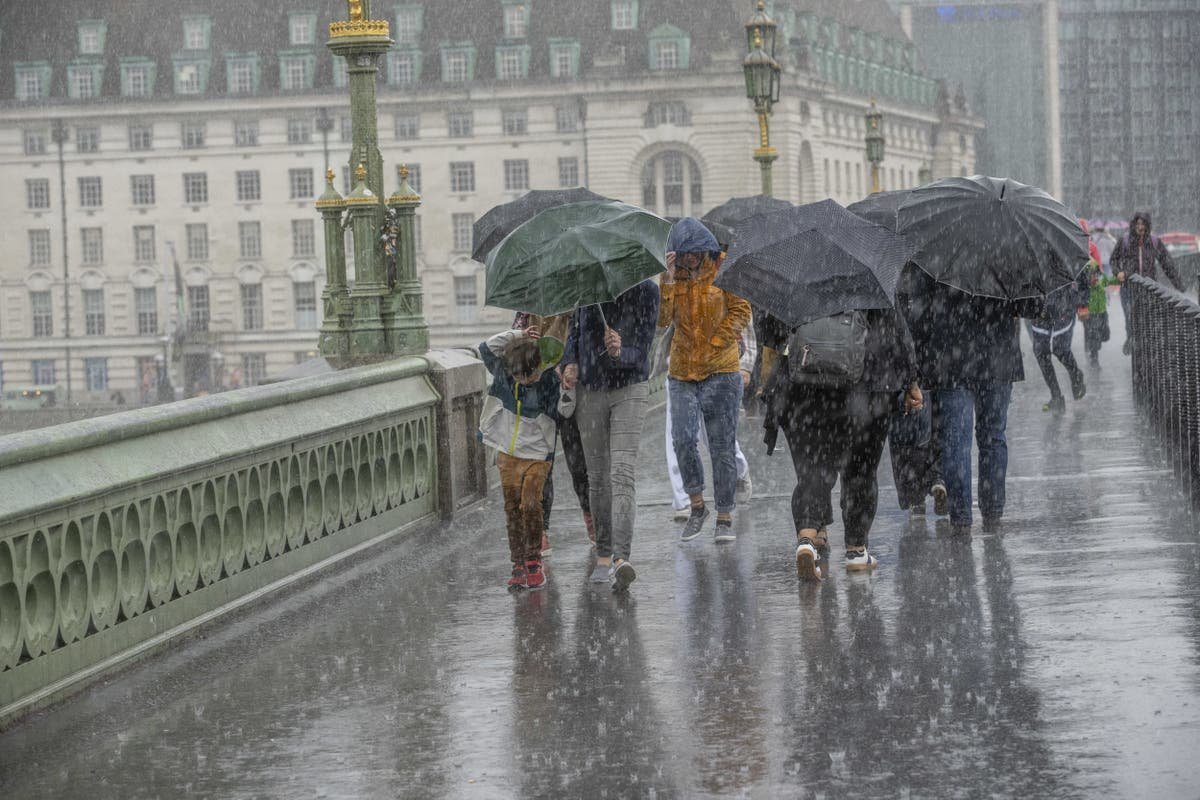 Weather forecast today: Met Office warning as over a month’s rain to fall in two days on southern Britain