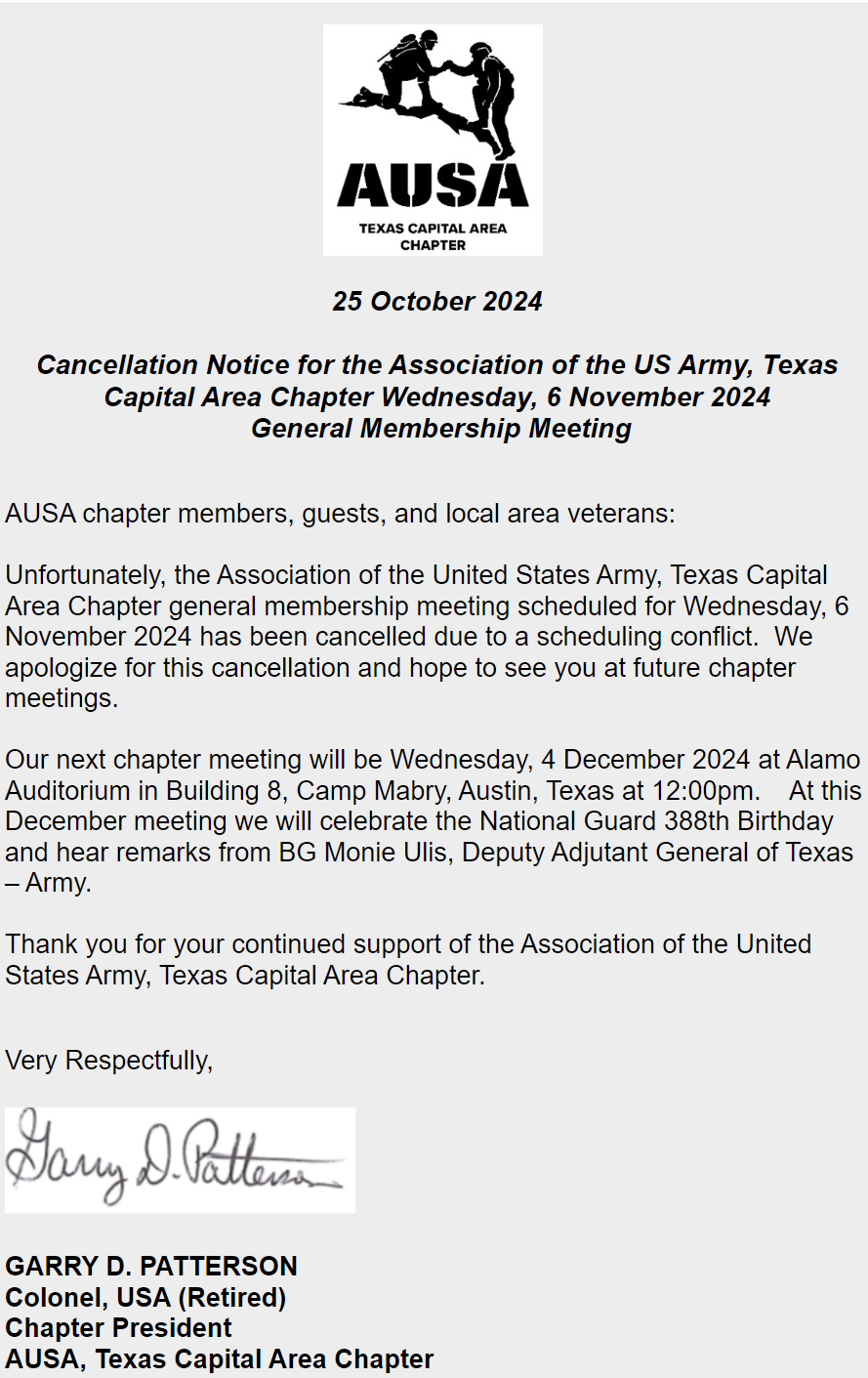 Meeting Cancelation Notice