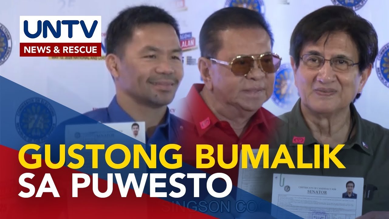 Ex-Sen. Pacquiao at Honasan, ex-DILG Abalos, at Chavit Singson, naghain ng COC sa pagka-senador