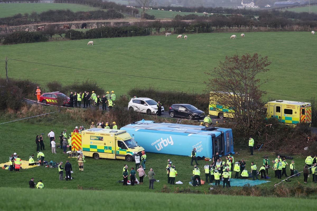 Four in hospital after school bus overturns in Carrowdore carrying 43 schoolchildren