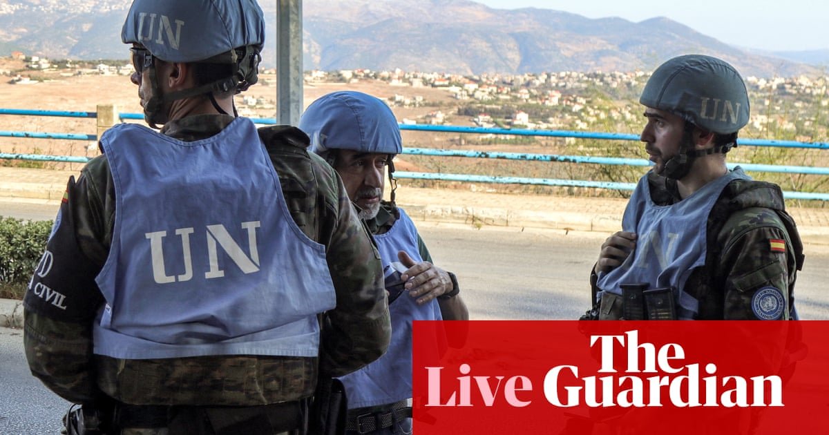 Middle East crisis live: UN says peacekeepers in Lebanon ‘increasingly in jeopardy’ after being fired at by IDF | Israel-Gaza war