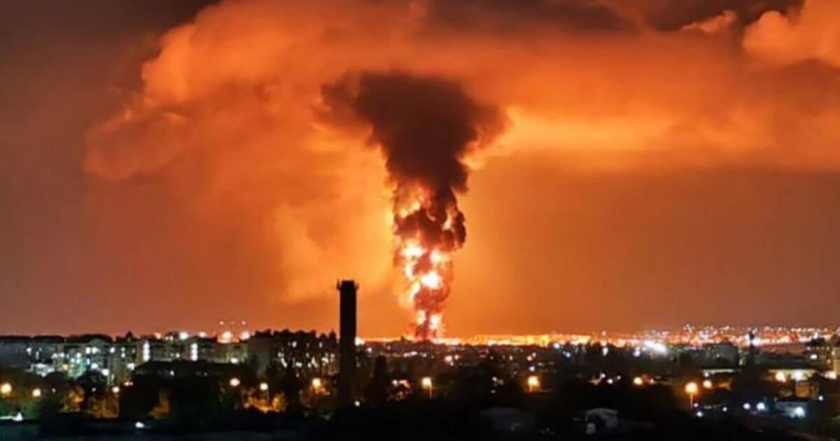 Russian oil terminal detonates into 200ft flames after long-range Ukrainian missile strike | World | News