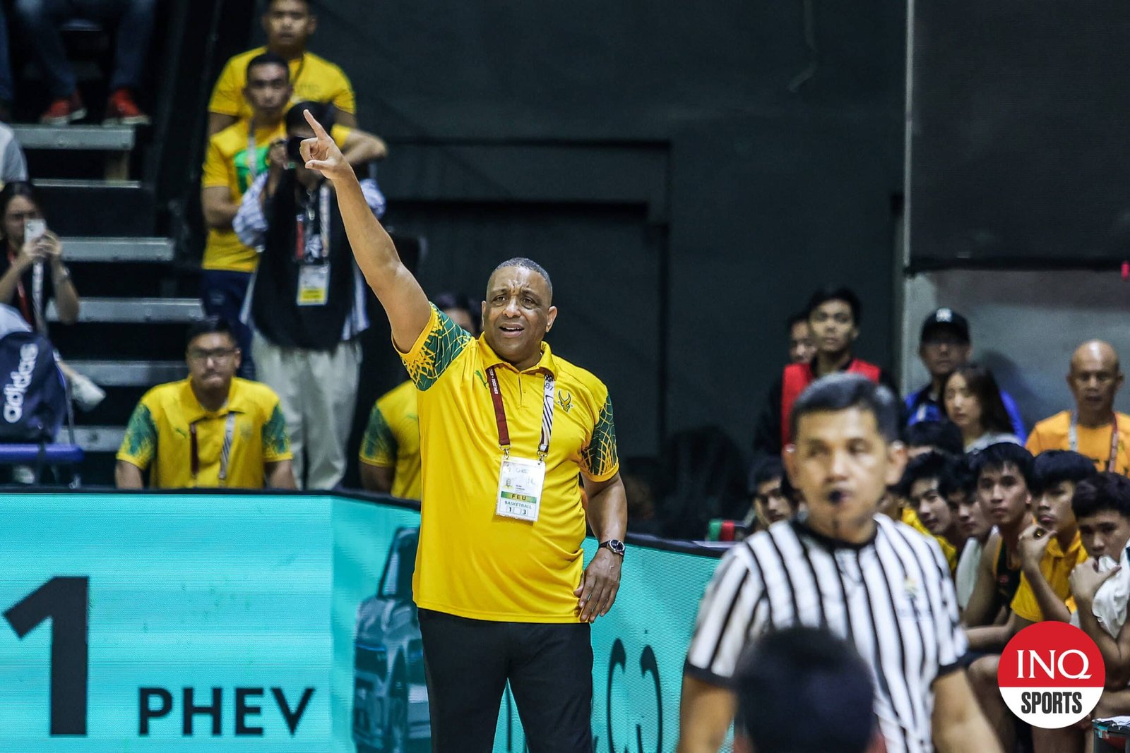 FEU Tamaraws' coach Sean Chambers during a UAAP Season 87 men's basketball game against Adamson Falcons.