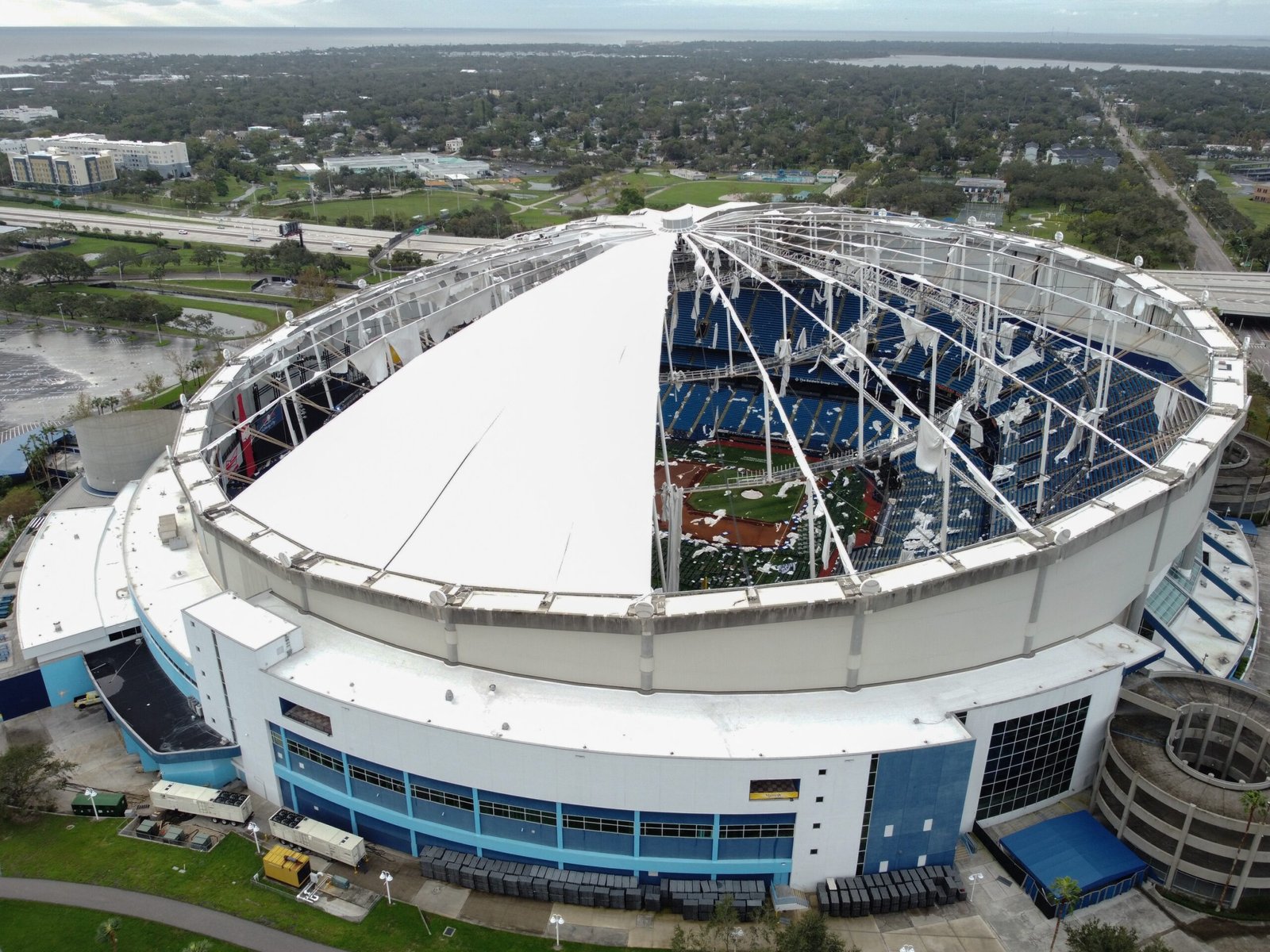 Tropicana Field Shredded By Hurricane Milton