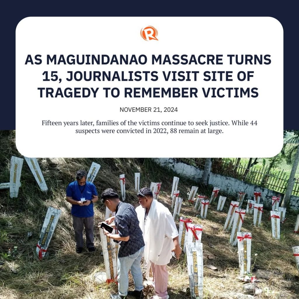 A total of 24 journalists gathered at the massacre site in Barangay Salman, Maguindanao del Sur, lighting candles and offering prayers for the 58 vict