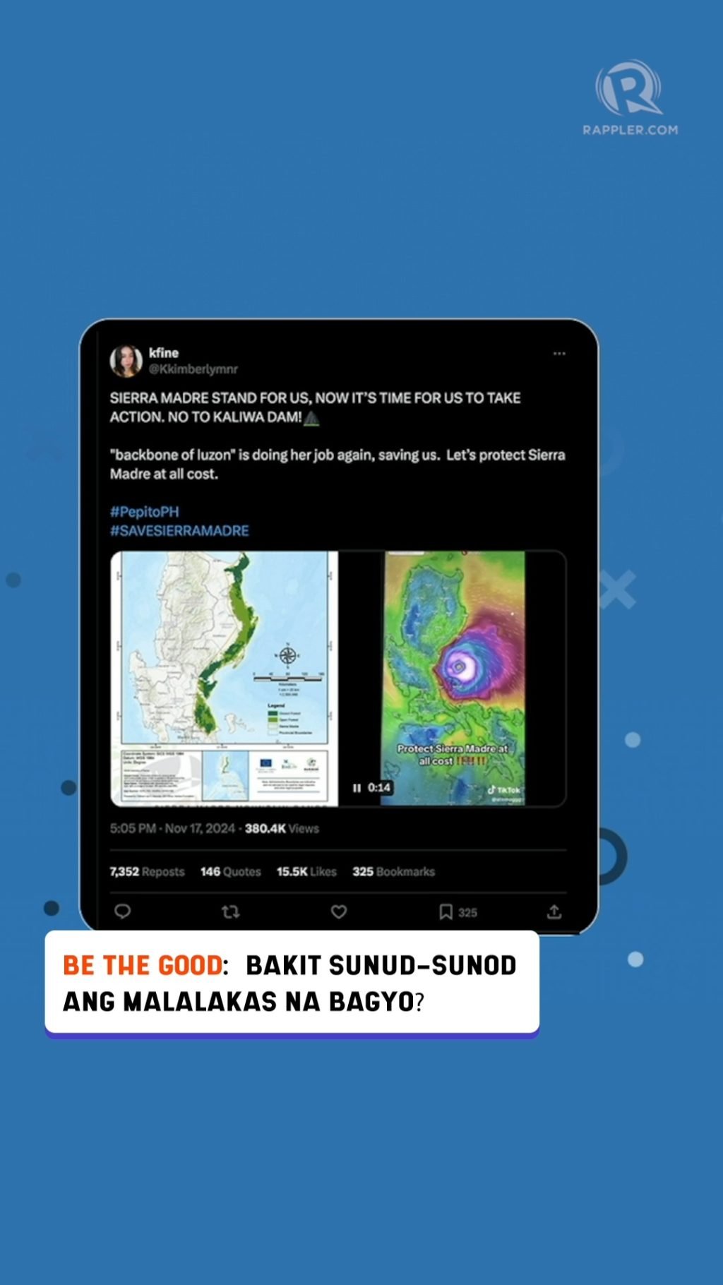 Atmospheric physicist Dr. Gerry Bagtasa explains the effect that Cordillera and Sierra Madre mountain ranges had on Super Typhoon Pepito in this inter