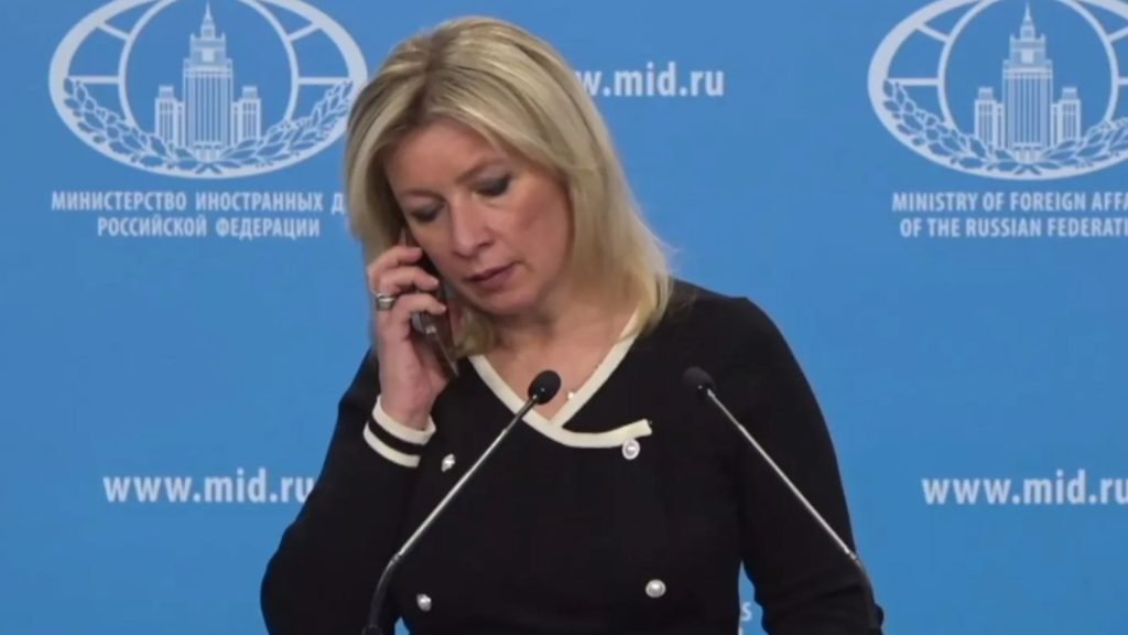 Chilling moment Russian spokeswoman gets call from mysterious figure telling her to SHUT UP about Putin's ICBM strike