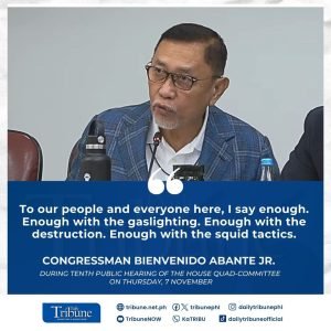 During the 10th Public Hearing of the House Quad-Committee on Thursday, Manila 6th District Representative Bienvenido Abante Jr. called for an end to