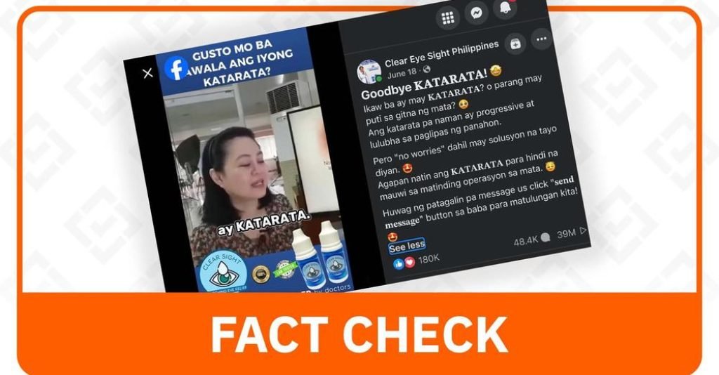 FACT CHECK: ‘Cataract cure’ ad used spliced clips, AI-generated audio, of old Doc Liza Ong video #FactsFirstPH