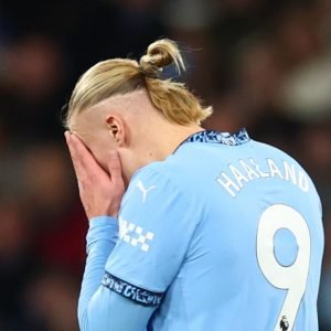 Man City forward Erling Haaland missed three first-half chances as the champions were found wanting in both boxes