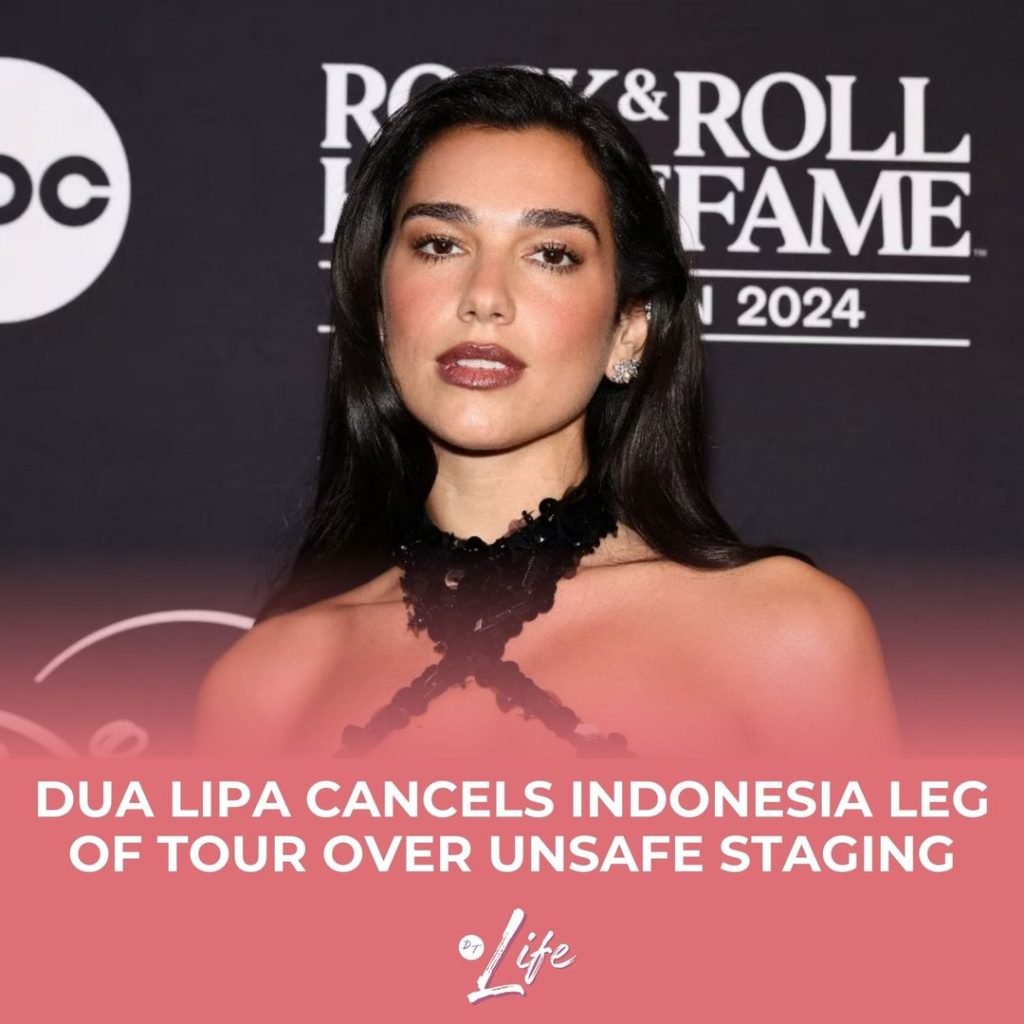 Glastonbury headliner Dua Lipa has cancelled the Indonesian leg of her Asian tour, citing unsafe staging.