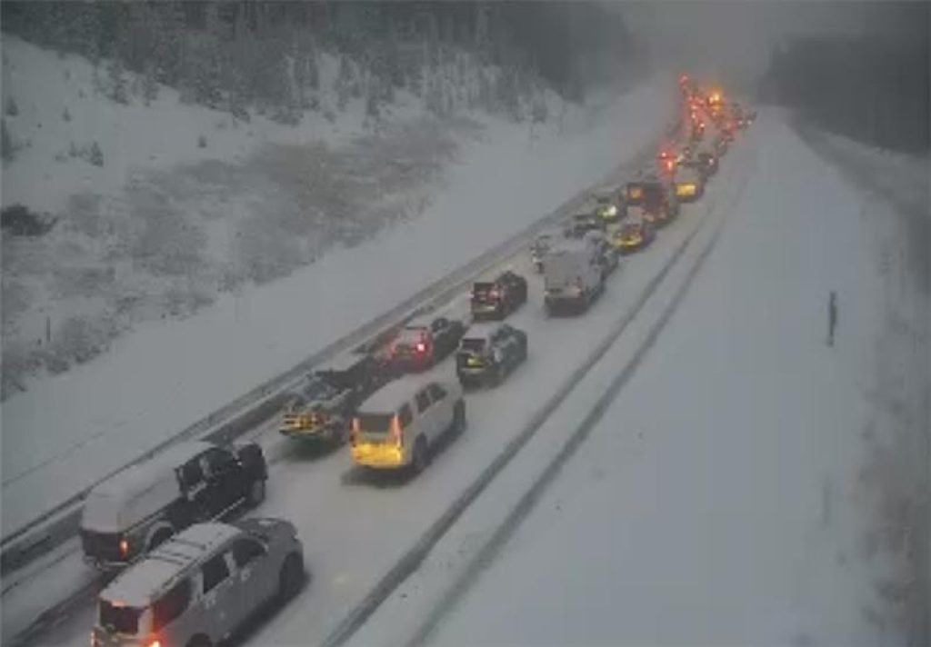 I-70 closed near Vail Pass for slushy snow, multiple crashes