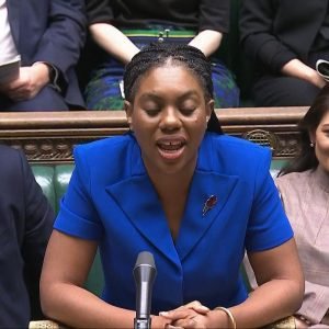 Kemi Badenoch slashes two points off Labour’s lead in her first week as Tory leader