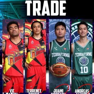 LOOK: San Miguel Beer has traded Vic Manuel and Terrence Romeo to Terrafirma in exchange for Juami Tiongson and Andreas Cahilig. | via Ivan Suing, ima