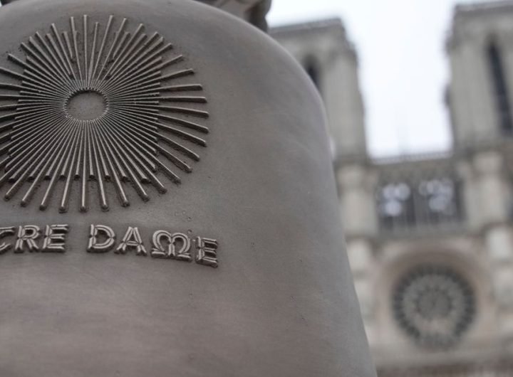 Notre Dame marks arrival of Paris Olympics’ iconic trackside bell as cathedral reopening nears