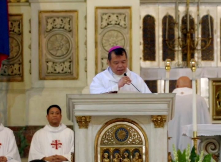 Novaliches Bishop Roberto Gaa delivers the homily during the launch of the Clergy for Good Governance movement at the Immaculate Conception Cathedral