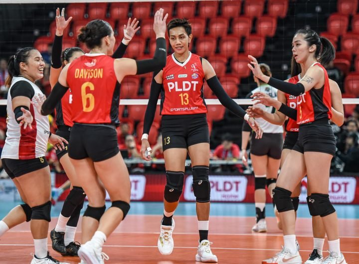 PLDT High Speed Hitters during a 2024-2025 PVL All-Filipino Conference game against Nxled Chameleons.