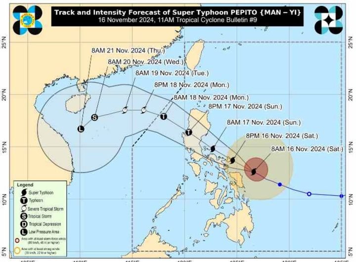 'Pepito' intensifies into super typhoon; Bicol under signal no. 4