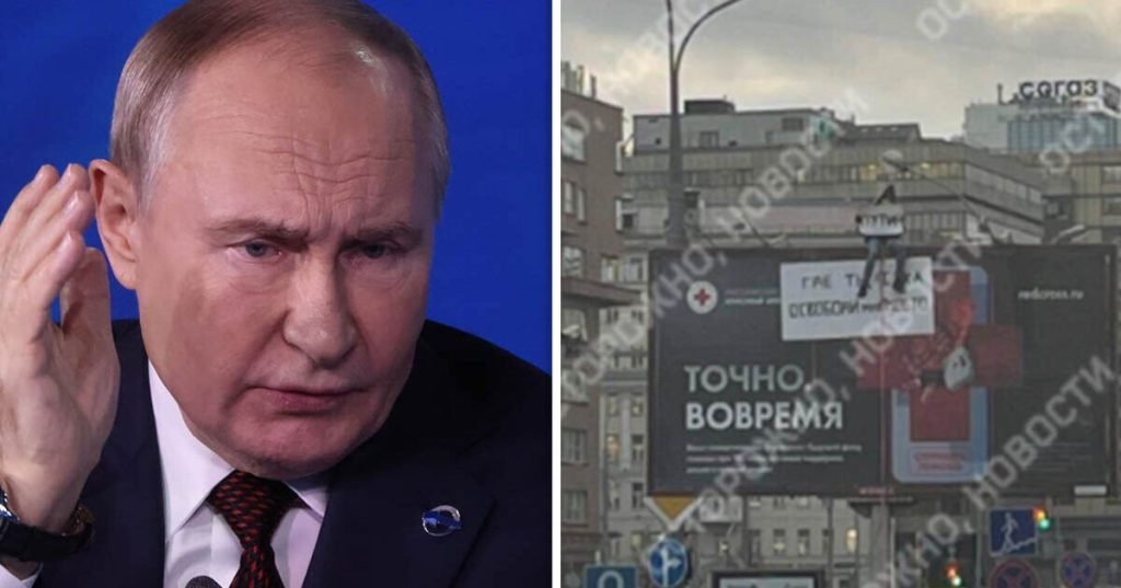 Putin branded a 'b****' by Moscow man with bizarre banner | World | News