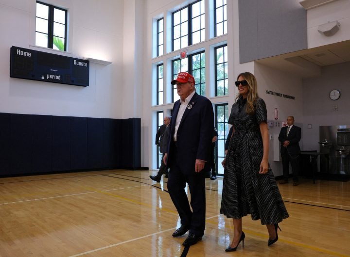 Republican presidential nominee Donald Trump and former first lady Melania Trump cast their vote for the 2024 US presidential elections on Tuesday, No