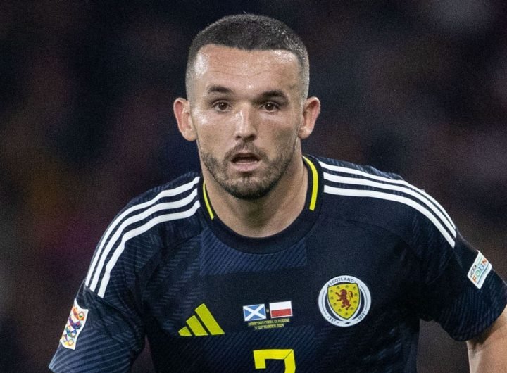 GLASGOW, SCOTLAND - SEPTEMBER 05: Scotland's John McGinn in action during a UEFA Nations League - League A Group 1 match between Scotland and Poland at Hampden Park, on September 05, 2024, in Glasgow, Scotland. (Photo by Alan Harvey / SNS Group)