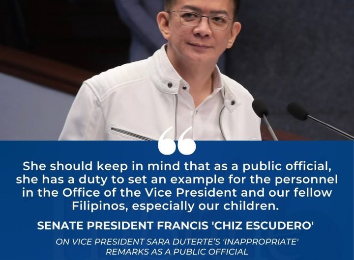 Senate President Francis 'Chiz Escudero' on Vice President Sara Duterte’s 'inappropriate' remarks as a public official