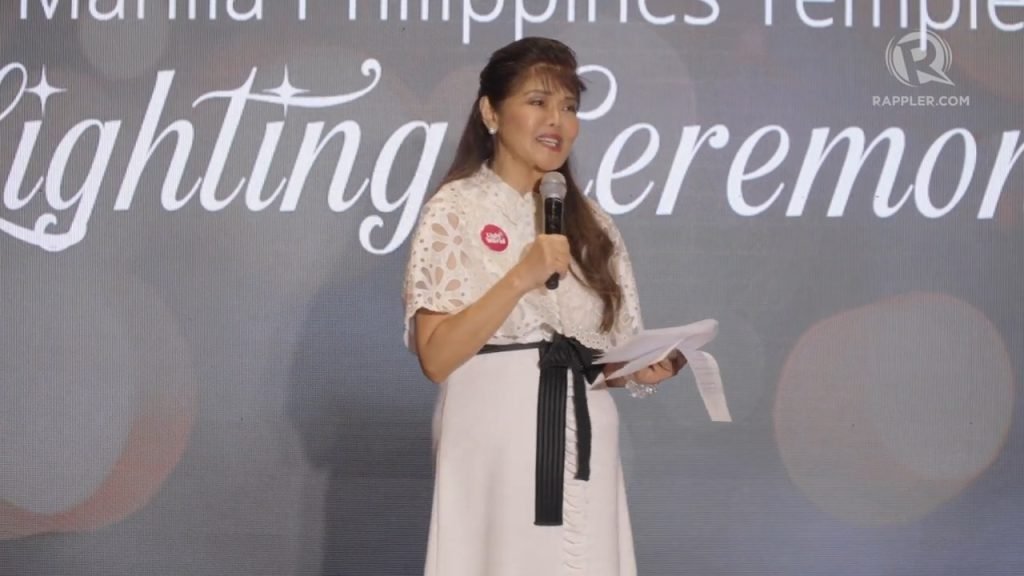 Senator Imee Marcos delivers a speech at the Latter-day Saints’ Manila Temple Lighting on Friday evening, November 29.