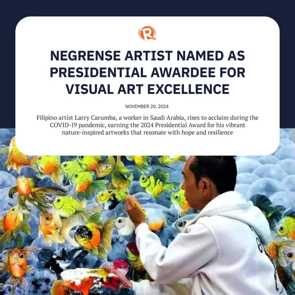 The 61-year-old self-taught artist from Victorias City, Negros Occidental, will receive the Gawad ng Pangulo: Exemplary Achievements as a Visual Artis