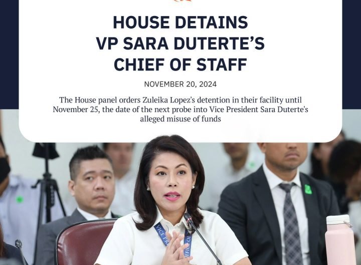 The House good government committee on Wednesday, November 20, cited in contempt and ordered the detention of Vice President Sara Duterte’s chief of s