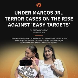 The feared terrorism laws continue to be used against dissenters under President Ferdinand Marcos Jr., according to human rights groups concerned abou