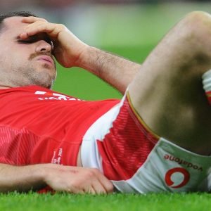 Wales' Tomos Williams goes down injured during the Autumn Nations Series match against Fiji (Getty Images)