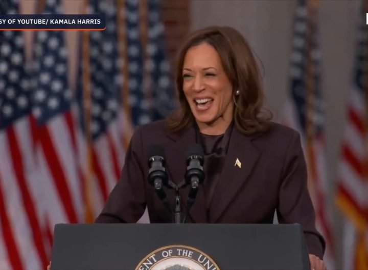 US Vice President Kamala Harris delivers a concession speech to the nation on Wednesday, November 6, after a whirlwind campaign that failed to stop Re