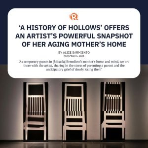 While Benedicto describes the exhibition as a tribute to an aging parent, a means to meet them where they are, A History of Hollows is ultimately abou