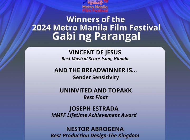 Actors Judy Ann Santos and Dennis Trillo are among the winners in this year’s edition of Metro Manila Film Festival Gabi ng Parangal, Friday night in