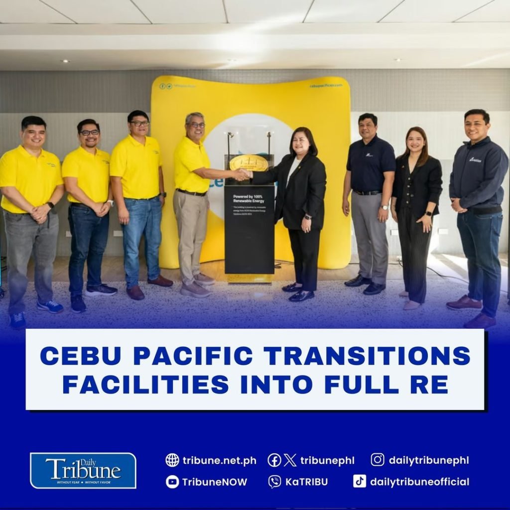 By using only renewable energy (RE) to power two of its main facilities, Cebu Pacific (CEB) is on the path towards decarbonizing its operations.