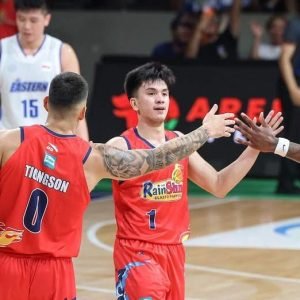 Deon Thompson nets a double-double to lead Rain or Shine to its first win in the PBA Commissioner's Cup at the expense of guest team Hong Kong Eastern