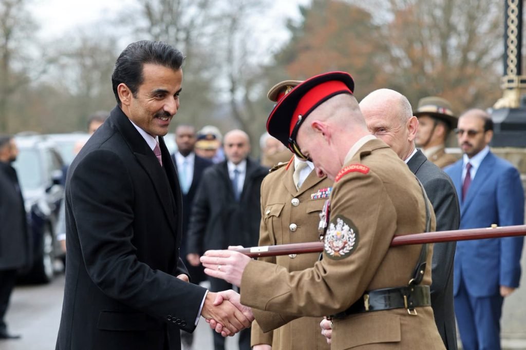 Emir of Qatar arrives at Sandhurst for military ceremony after banquet with King Charles - live updates