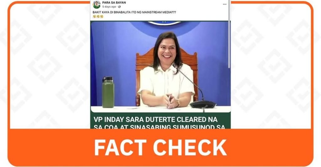 FACT CHECK: COA flagged issues in OVP programs, spending #FactsFirstPH