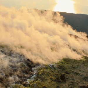 Solfatara on Volcano Island Near the Sicilian Coast