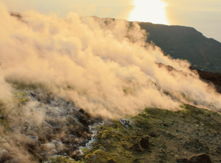 Solfatara on Volcano Island Near the Sicilian Coast