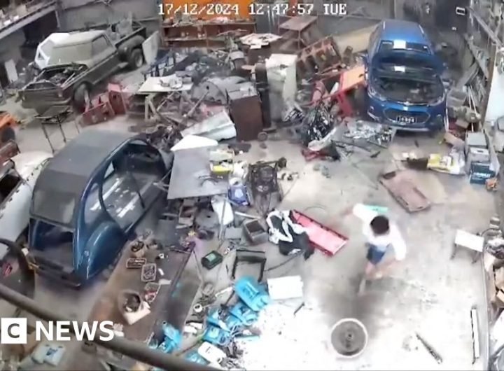 Garage CCTV shows moment earthquake hits Vanuatu