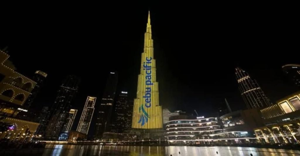 In a historic first for a Philippine company, Cebu Pacific (CEB) on Saturday took over Dubai’s Burj Khalifa with a “Fly to Happy, Fly to the Philippin