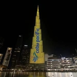 In a historic first for a Philippine company, Cebu Pacific (CEB) on Saturday took over Dubai’s Burj Khalifa with a “Fly to Happy, Fly to the Philippin