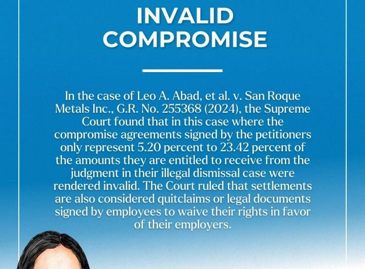 In the case of Leo A. Abad, et al. v. San Roque Metals Inc., G.R. No. 255368 (2024), the Supreme Court found that in this case where the compromise ag