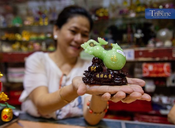 LOOK: Snake figurines and lucky charms are displayed for sale at New Victory Trading, one of the oldest Chinese stores in Binondo, Manila, in preparat