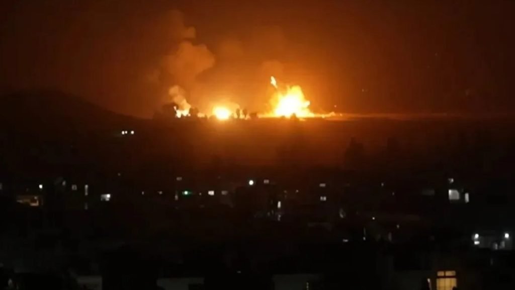 Moment airstrike explosions light up sky over Syria as Israel hits military bases to destroy Assad-regime helicopters