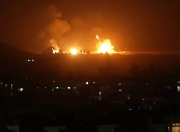 Moment airstrike explosions light up sky over Syria as Israel hits military bases to destroy Assad-regime helicopters