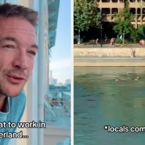 People Take Floating River Commute In Switzerland