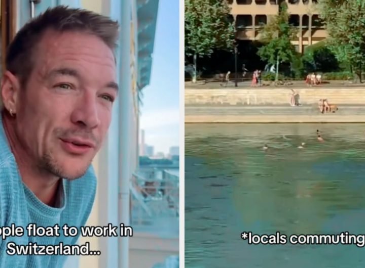 People Take Floating River Commute In Switzerland